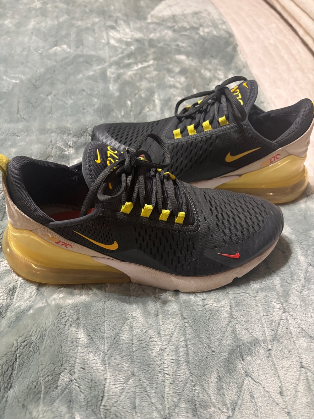 Nike Men’s Air Max 270 Sneakers - Black/Yellow with Red Accent